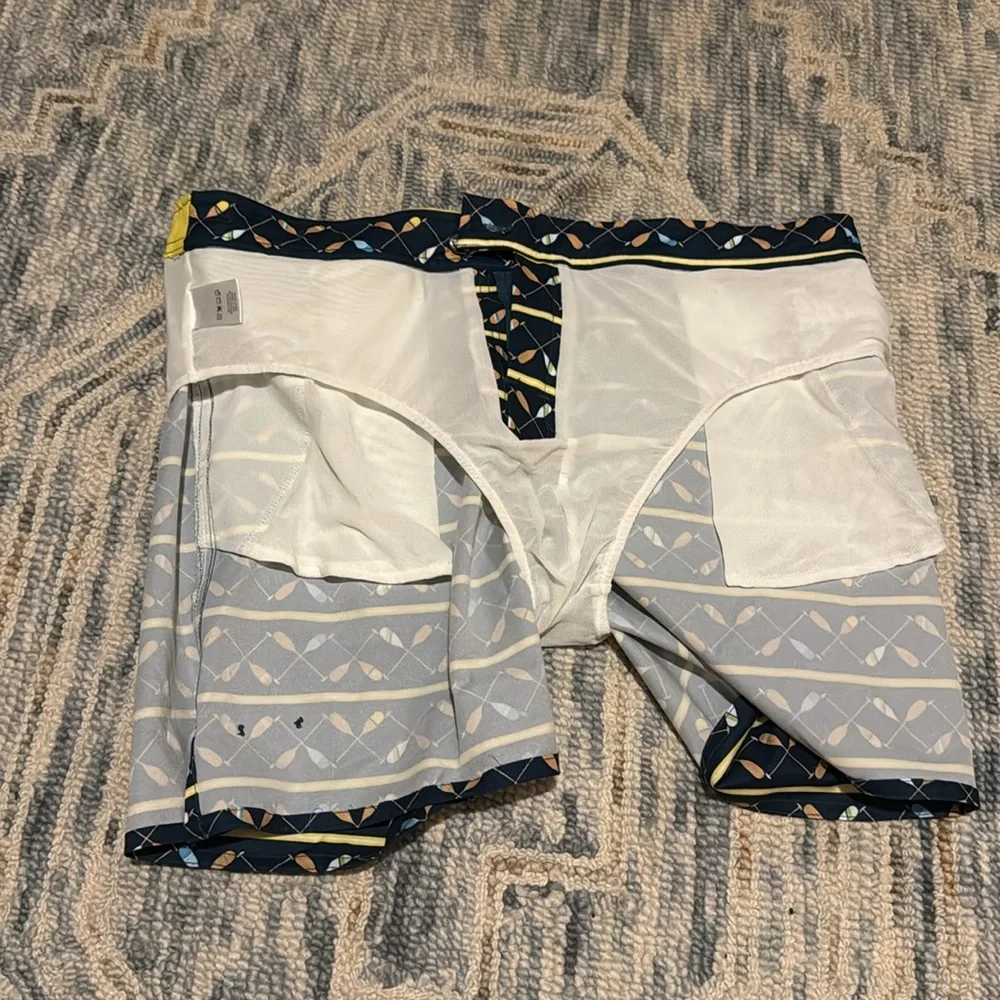 Parke & Ronen Men’s Swimming Trunks Mesh Liner Paddle Oar Pattern Size 32